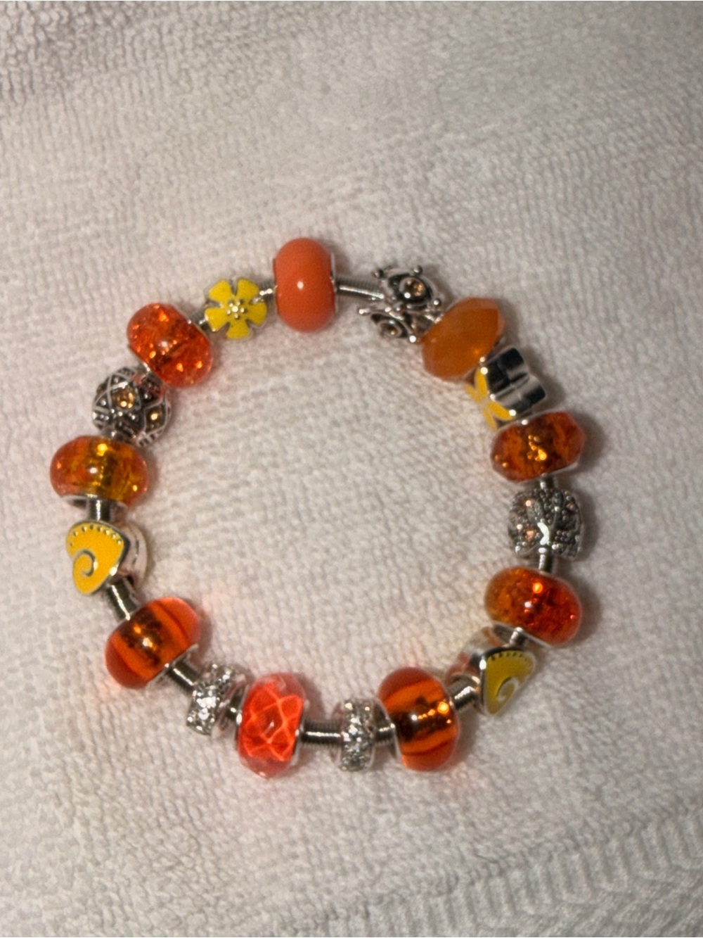 Orange Bead Charm Bracelet for Women